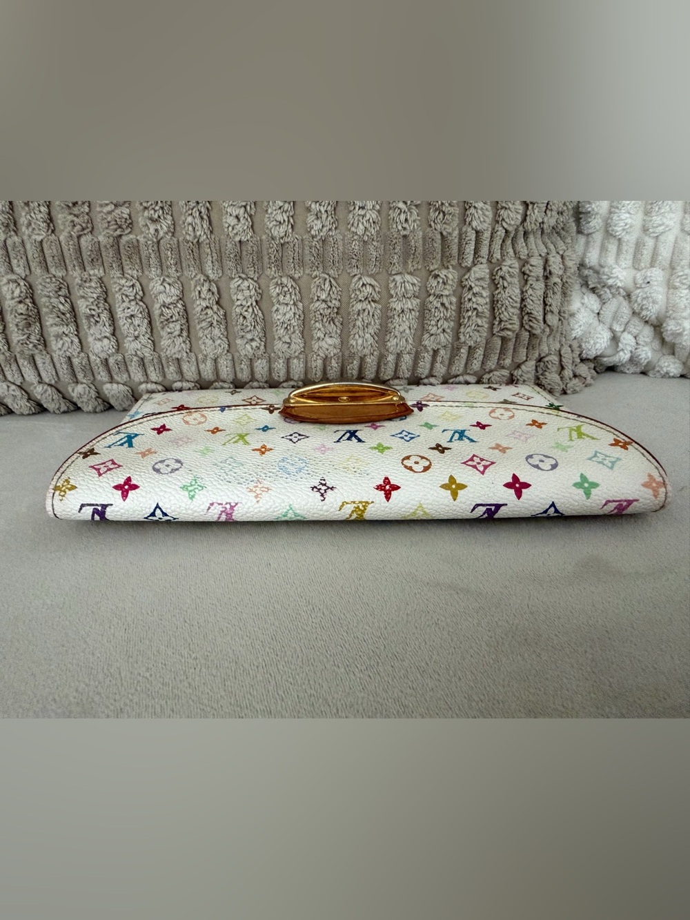 Authentic Louis Vuitton White Multicolor Monogram Wallet with Gold Hardware - Picture 6 of 15